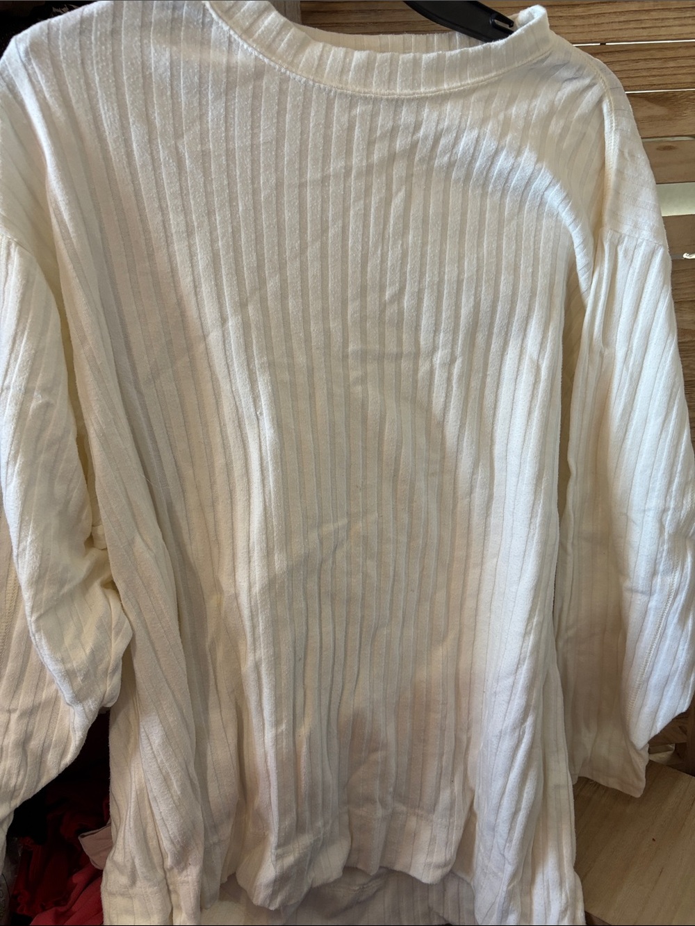 Express Oversized Cream Ribbed Long Sleeve Shirt XS